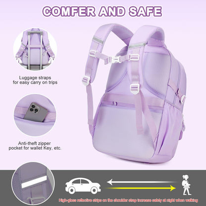 Scothen 4pcs Girls School Backpack Set Lunch Bag & Bottle Back to School
