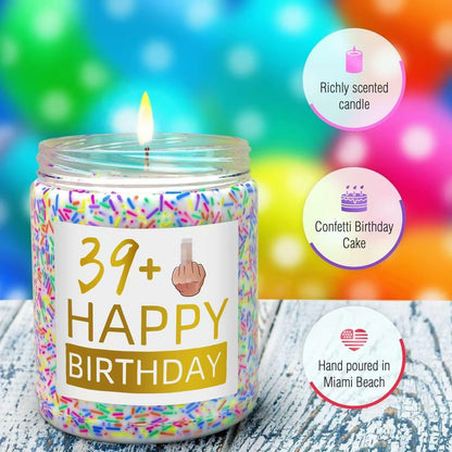 XIZIDA Funny 40th Birthday Candle Lavender Scented Soy Wax 9oz Glass Gift