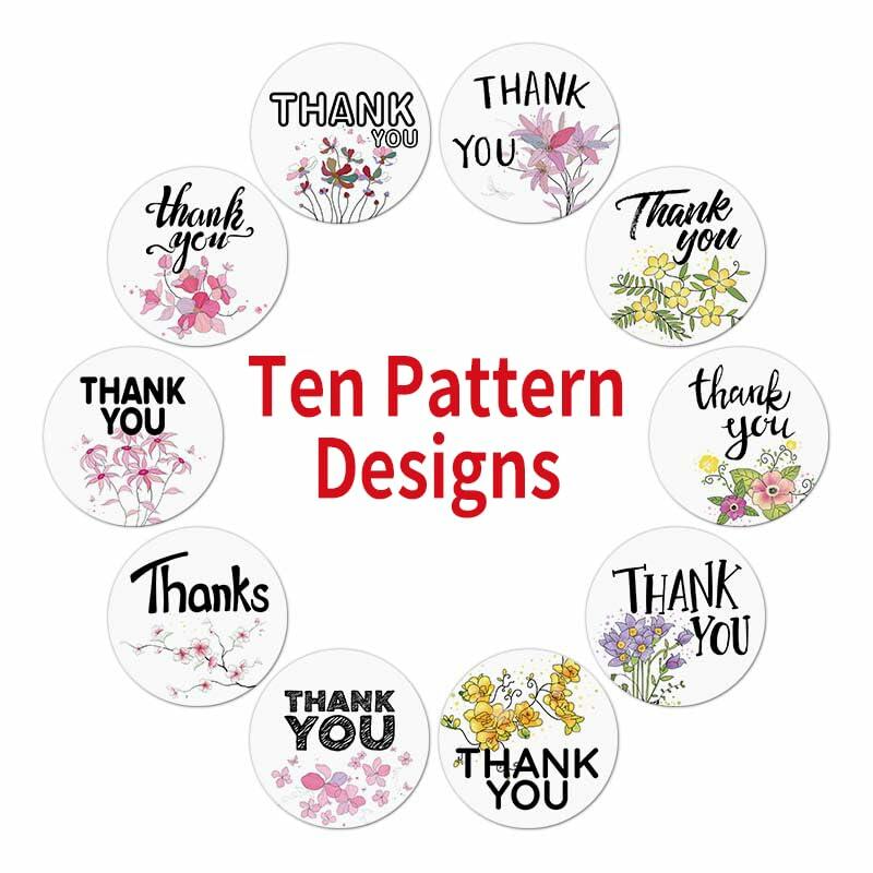 DNYMJBO 500 PCS Thank You Stickers 10 Floral Designs 1 Inch #A243