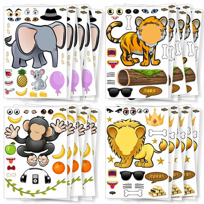 PartyNow Safari Animals Stickers 24-Pack Multicolor Waterproof Paper Kids