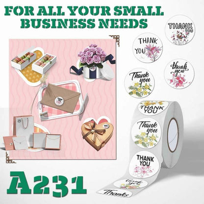 DNYMJBO 500 PCS Thank You Stickers 10 Floral Designs 1 Inch #A243