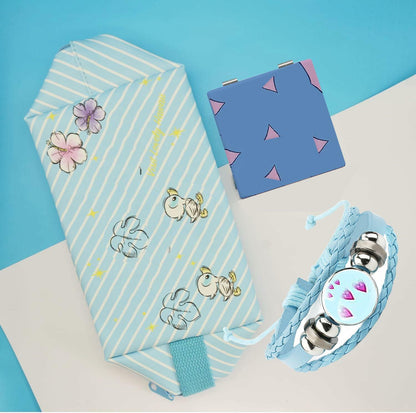 LOYEJEGL Foldable Travel Cosmetic Makeup Bag Blue PU