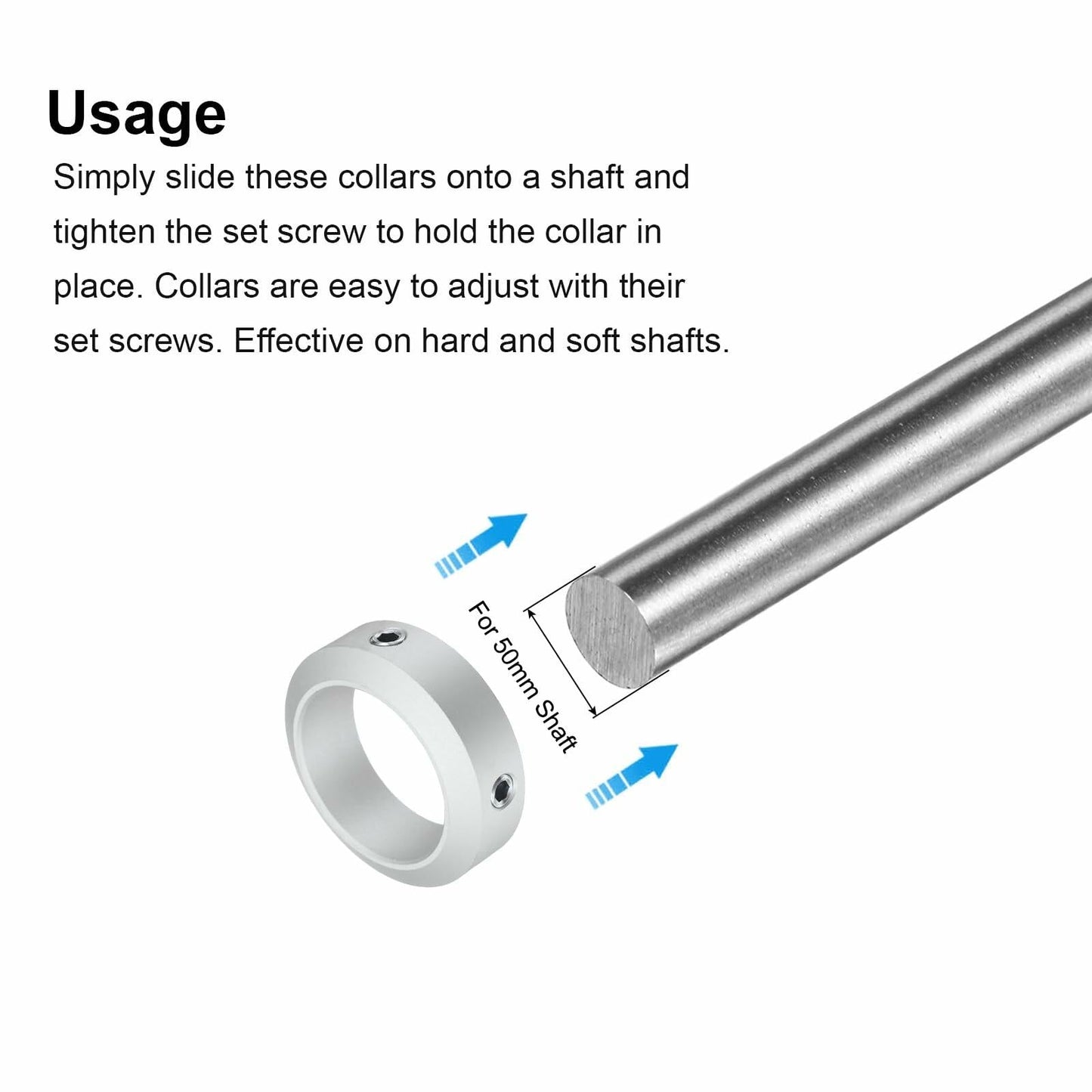 uxcell Set Screw Shaft Collar 50mm Shaft 70mm OD 22mm Thick Aluminum 4pcs