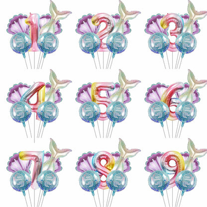 SINBEE Mermaid Foil Number Balloon 40in #9 Birthday Decoration Girls