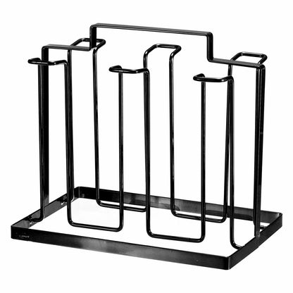 uxcell Cup Drying Rack Foldable Stainless Steel 220x185mm 6 Cups Black