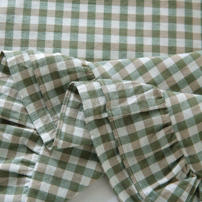 Aryeleay 2 Pack Sage Green White Plaid Ruffle Pillow Shams Cotton 20x20