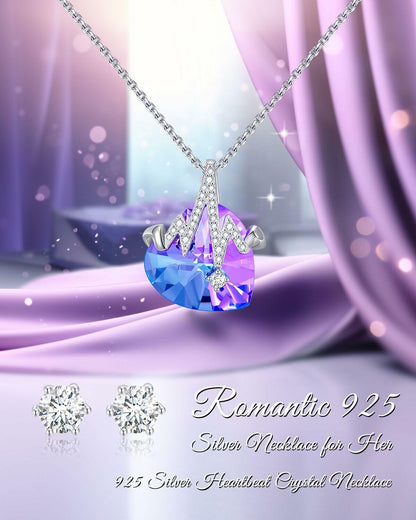 IMMORROSA Preserved Rose 925 Sterling Silver Austrian Crystal Necklace Earrings
