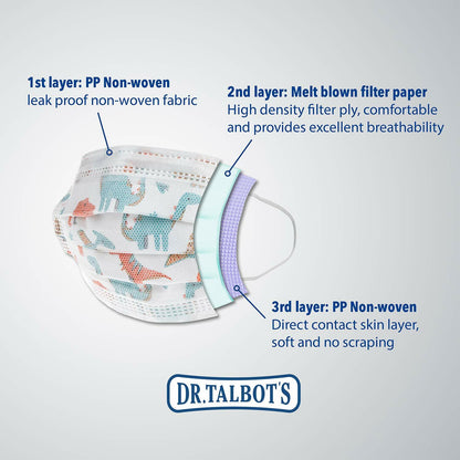 Dr. Talbot's Disposable Protective Face Masks Boys 2-5 Years 10-Count