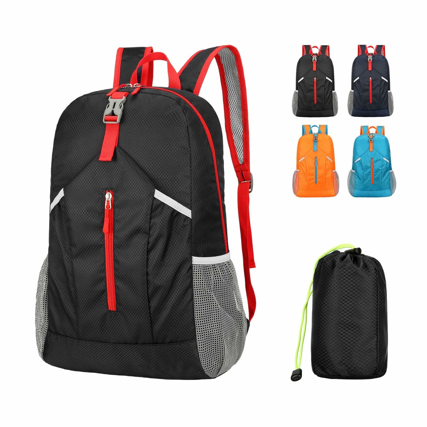 AMO NENES Lightweight Foldable Waterproof Hiking Backpack Black 25-30L