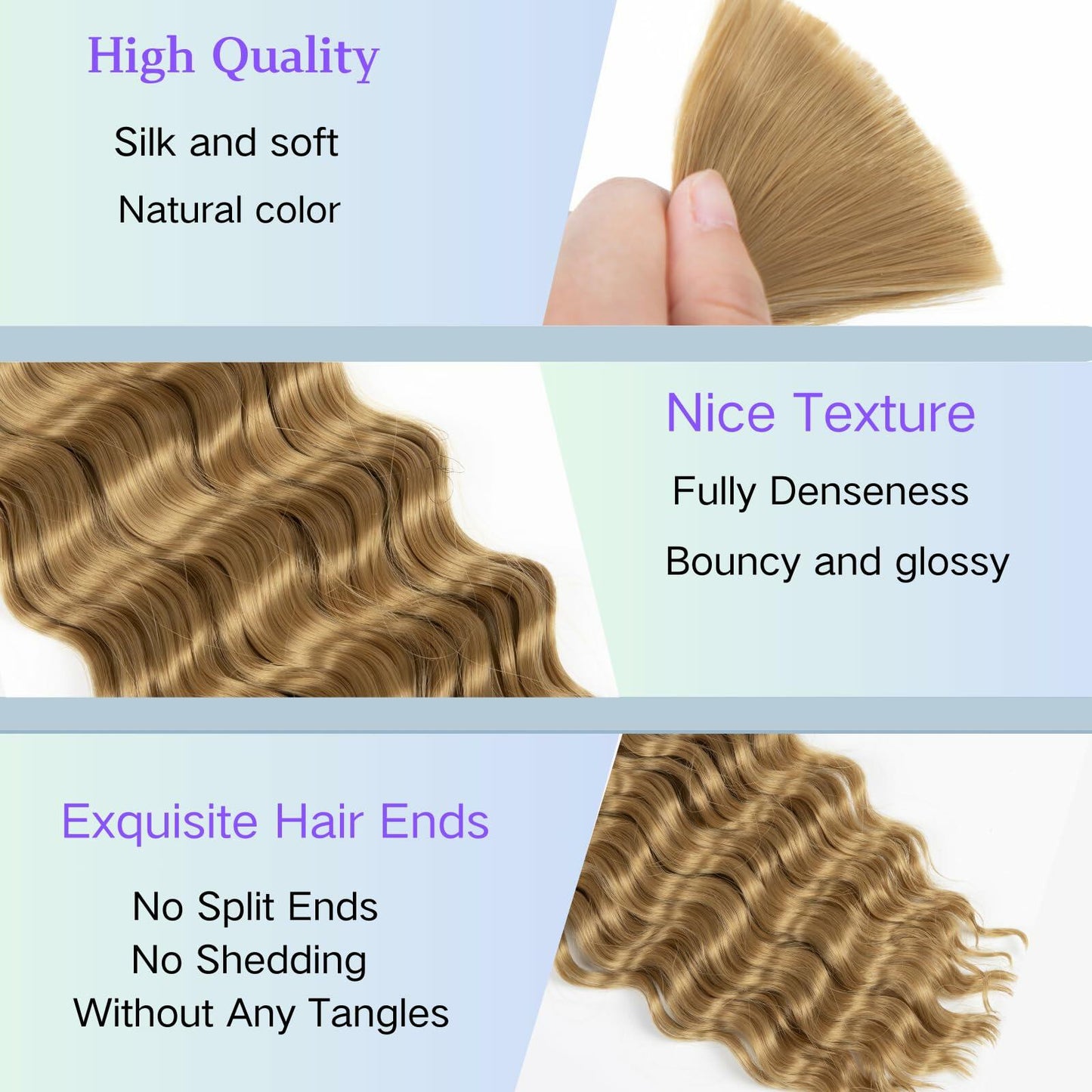 OQNUNQO Curly Wave Synthetic Braiding Hair Extensions 22in 1B Black 150g 2Bundle