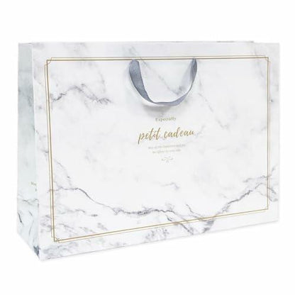 [Like New] Pomei 20 PCS Marble Paper Gift Bags Gray Handles 17.1x5.1x12.2in