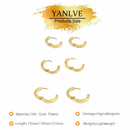 YANLVE 14K Gold Plated Small Huggie Hoop Earrings Set of 3 Pairs Women