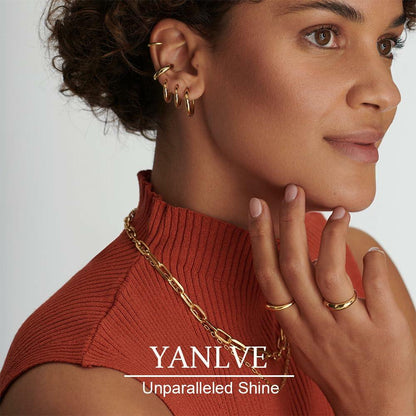 YANLVE 14K Gold Plated Small Huggie Hoop Earrings Set of 3 Pairs Women