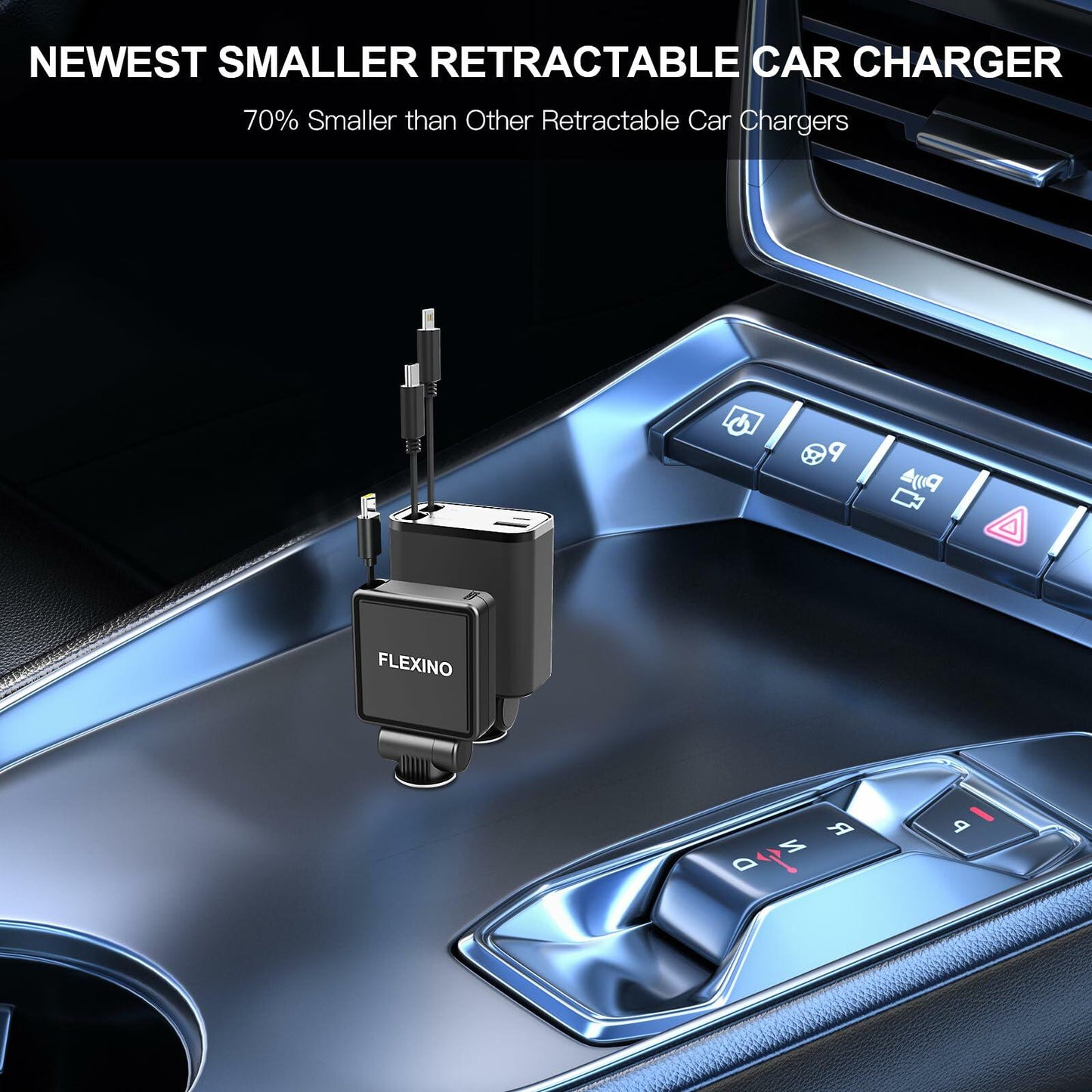 Flexino Ultra-Slim 3-Port USB C Car Charger Black 2 Pack for iPhone Galaxy Pixel