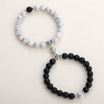 Natural Stone Chakra Tiger Eye Beads Bracelet Set Pink 2Pcs Unisex