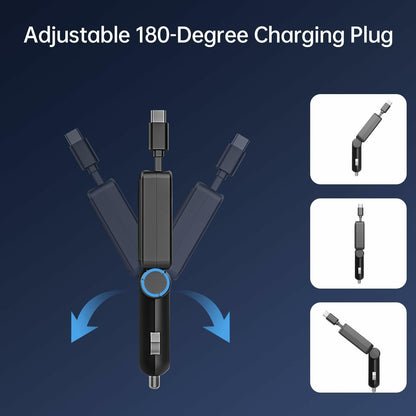 Flexino Ultra-Slim 3-Port USB C Car Charger Black 2 Pack for iPhone Galaxy Pixel
