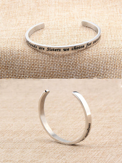 FEELMEM Friendship Cuff Bangle Bracelet Girlfriends Sister Silver