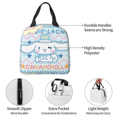 Tamkuaph Insulated Lunch Bag Blue Polyester 8x5.11in Reusable Picnic Travel