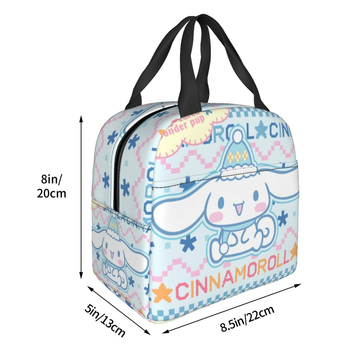 Tamkuaph Insulated Lunch Bag Blue Polyester 8x5.11in Reusable Picnic Travel