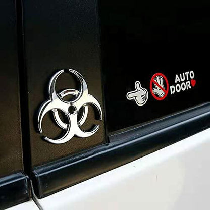 PTDecals 2X 3D Silver Biochemical Marker Car Motorcycle Emblem Sticker