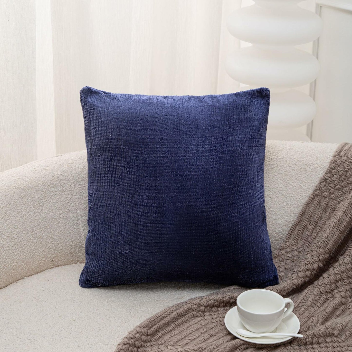 LeFadrie Chenille Pillow Covers Pack of 2 18x18 Midnight Sail Fade-Resistant