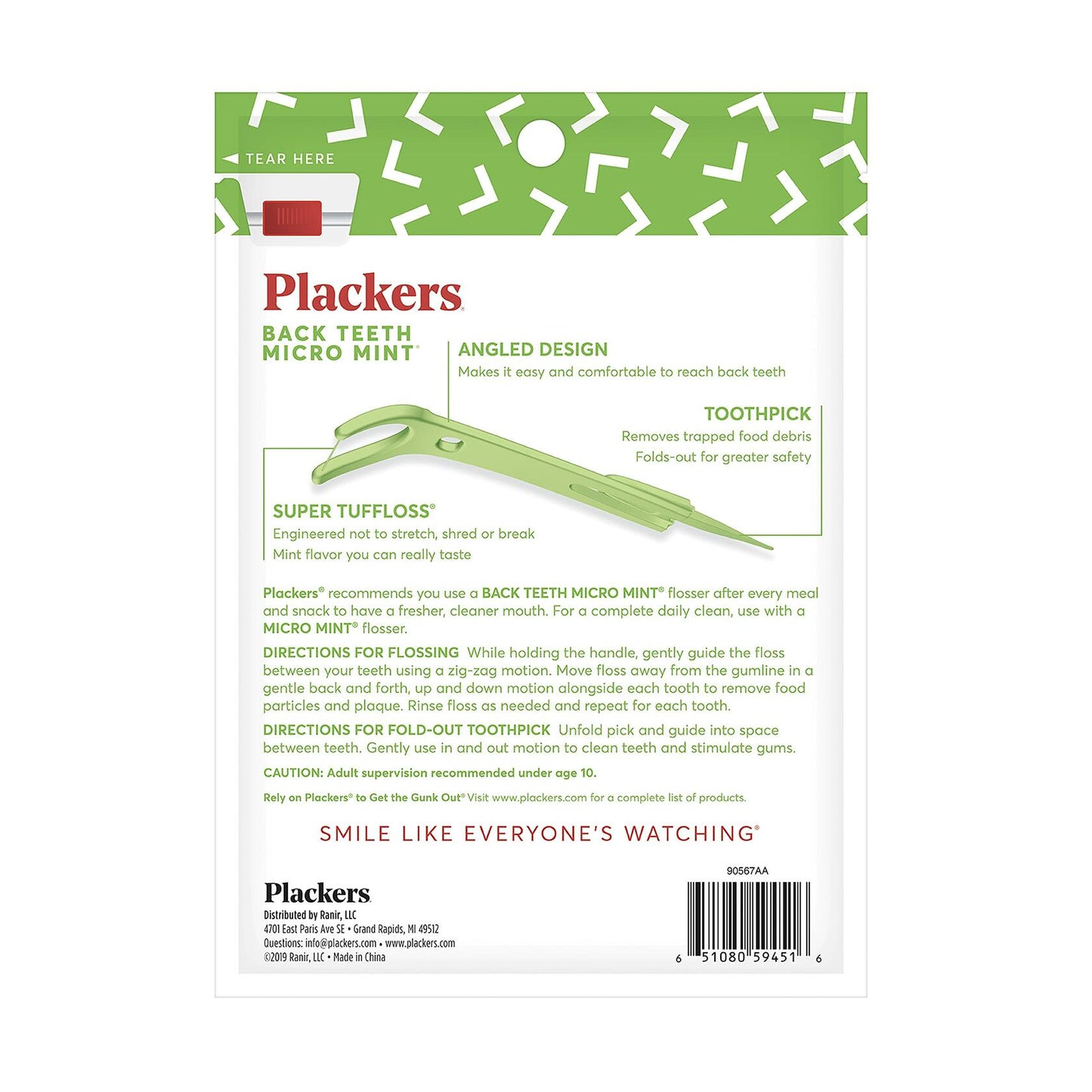Plackers Back Teeth Micro Mint Dental Flossers 75 Count Delicious Mint Flavor