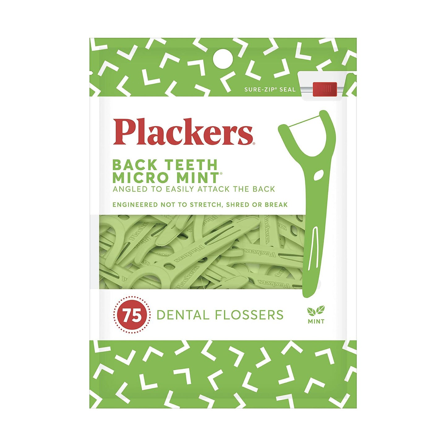 Plackers Back Teeth Micro Mint Dental Flossers 75 Count Delicious Mint Flavor