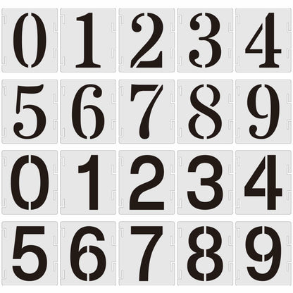 Duozea 4 Inch Number Stencils Set Plastic Reusable Templates for Painting