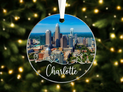 Lerime66 Charlotte City Travel Souvenir Christmas Ornament Acrylic 3.54in