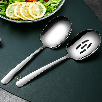 SIAIQIANG 18/8 Stainless Steel Serving Spoons Set 9.8in Silver 2pc