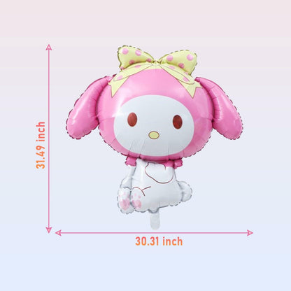HKWRZK 2 Pcs Kawaii Cartoon Pink Foil Balloons Birthday Party Decor