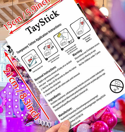 TS Music Album Temporary Tattoos 4 Sheets Birthday Party Favor Set