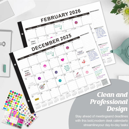 Gannyfer 2026 Desk Calendar 22x17 Large Monthly Planner with To-Do List