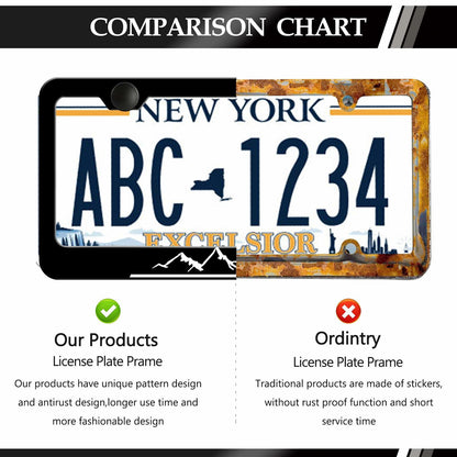 2PCS Tri-Color Mountain License Plate Frames Stainless Steel White Gray