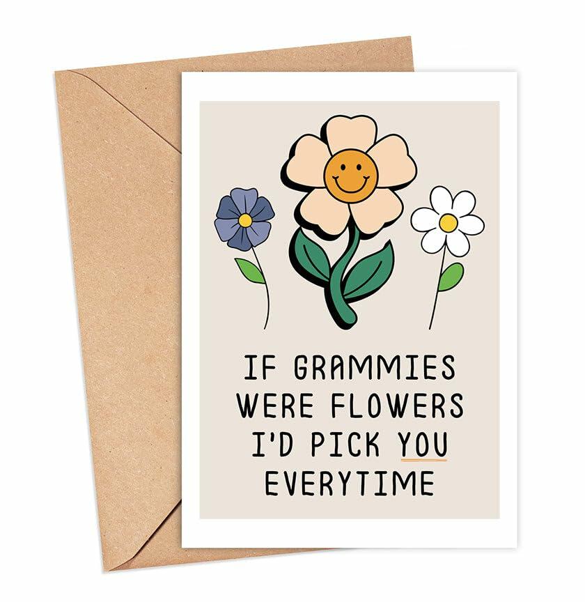 YoungGift Grammie Birthday Flower Card Mother's Day Thank You Multicolor