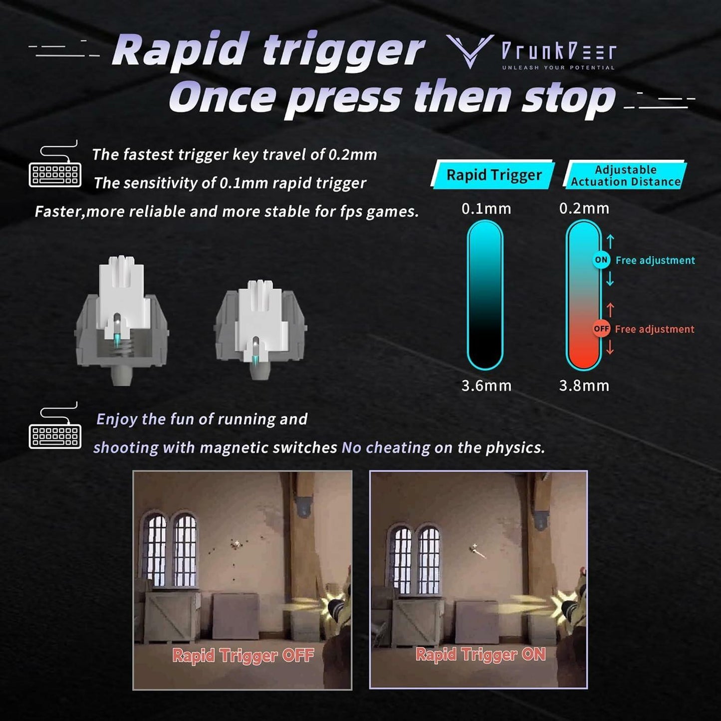 DrunkDeer G65 Gaming Keyboard Rapid Trigger Magnetic Switch RGB Black