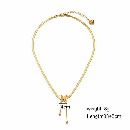 18K Gold Butterfly Necklace for Women Elegant Jewelry Gift Box Included