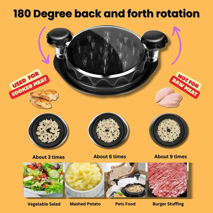 CasaFusion Chicken Shredder Tool w/ Brush Lid & Anti-Slip Base Kitchen