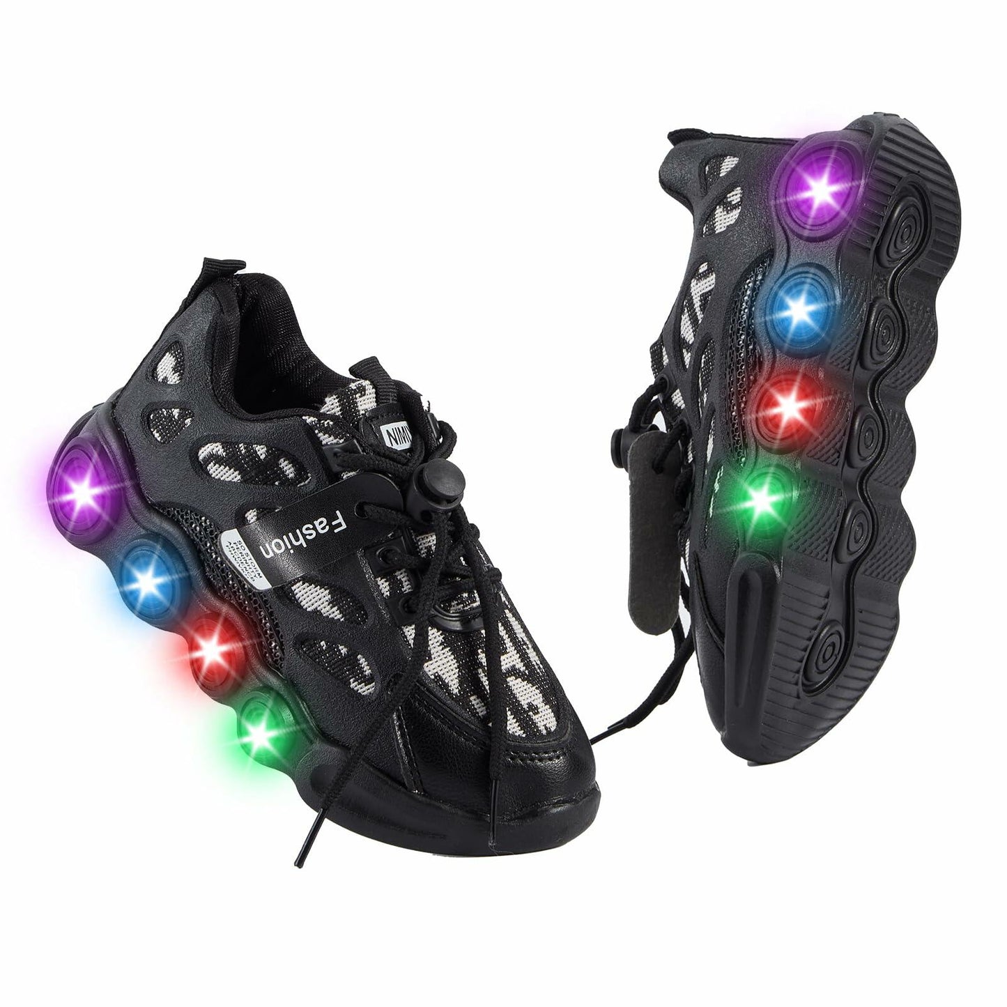 VRYUZHOU Children's Shining Party Sneakers Christmas Cartoon Black Size 7
