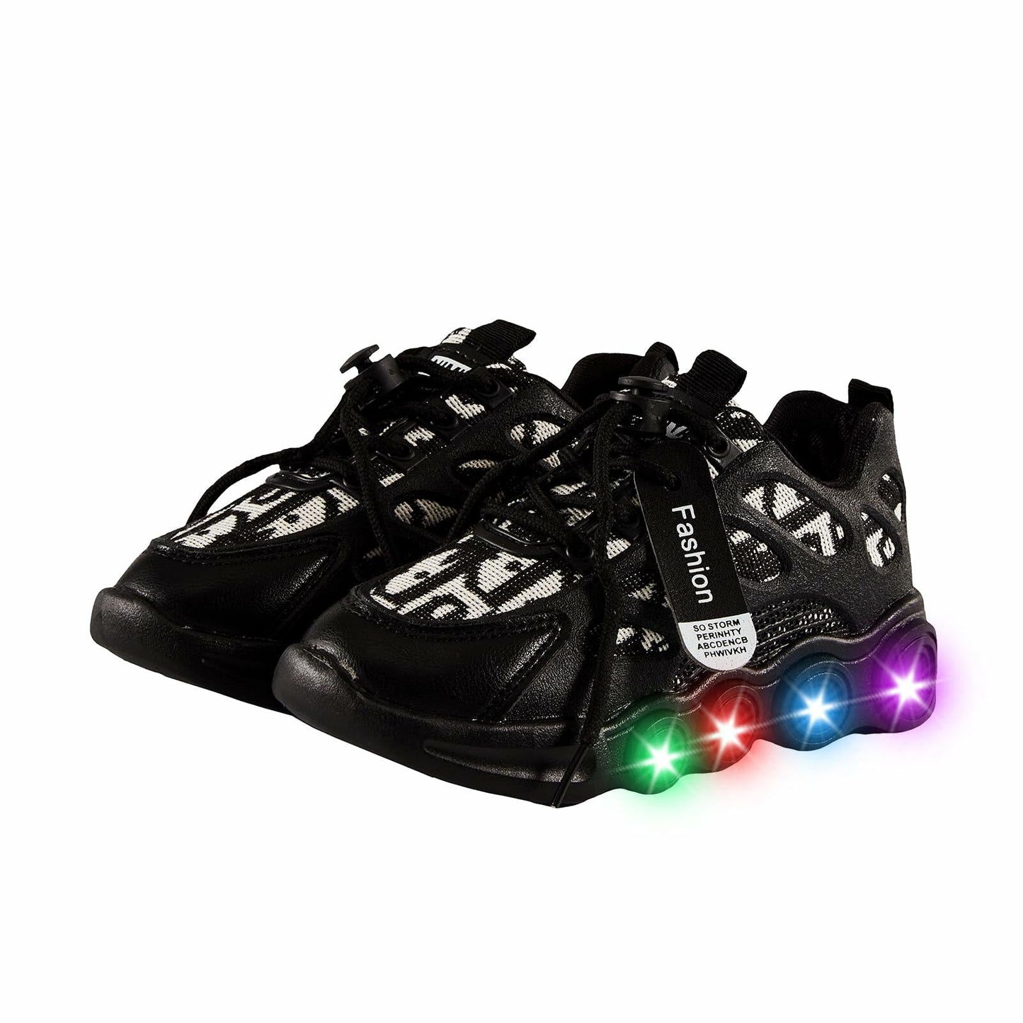 VRYUZHOU Children's Shining Party Sneakers Christmas Cartoon Black Size 7