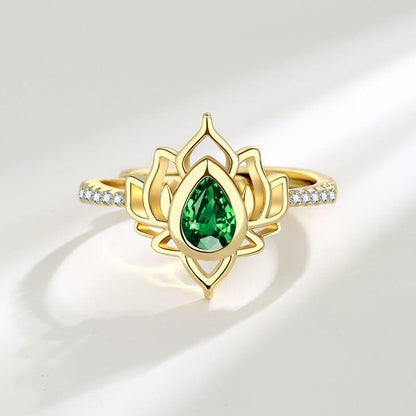 XMTYQ S925 Silver Lotus Flower Zircon Inspirational Ring Silver