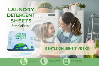 Simple Fresh Laundry Detergent Sheets Fragrance Free 50 Loads Pack of 25