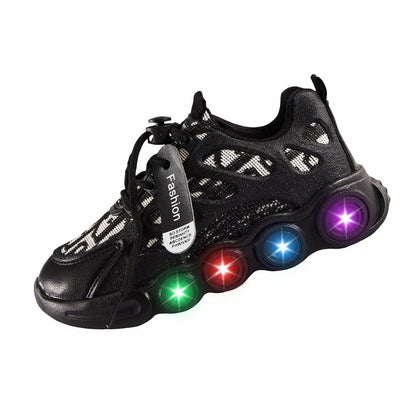 VRYUZHOU Children's Shining Party Sneakers Christmas Cartoon Black Size 7