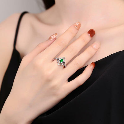 XMTYQ S925 Silver Lotus Flower Zircon Inspirational Ring Silver