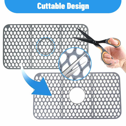 YIRAYUETT Silicone Non-Slip Kitchen Sink Grid Mat 25.9x13.7 Gray