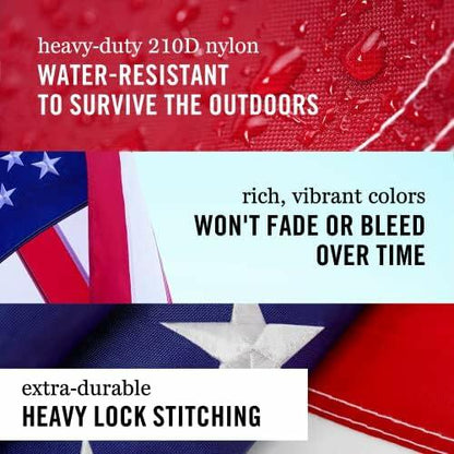 Front Line Flags American Flag 3x5 Ft Heavy Duty TearProof Polyester Red