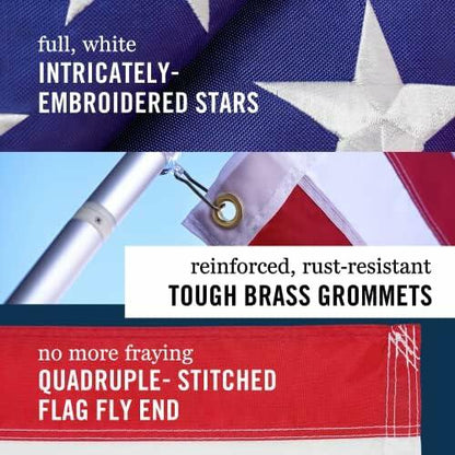 Front Line Flags American Flag 3x5 Ft Heavy Duty TearProof Polyester Red