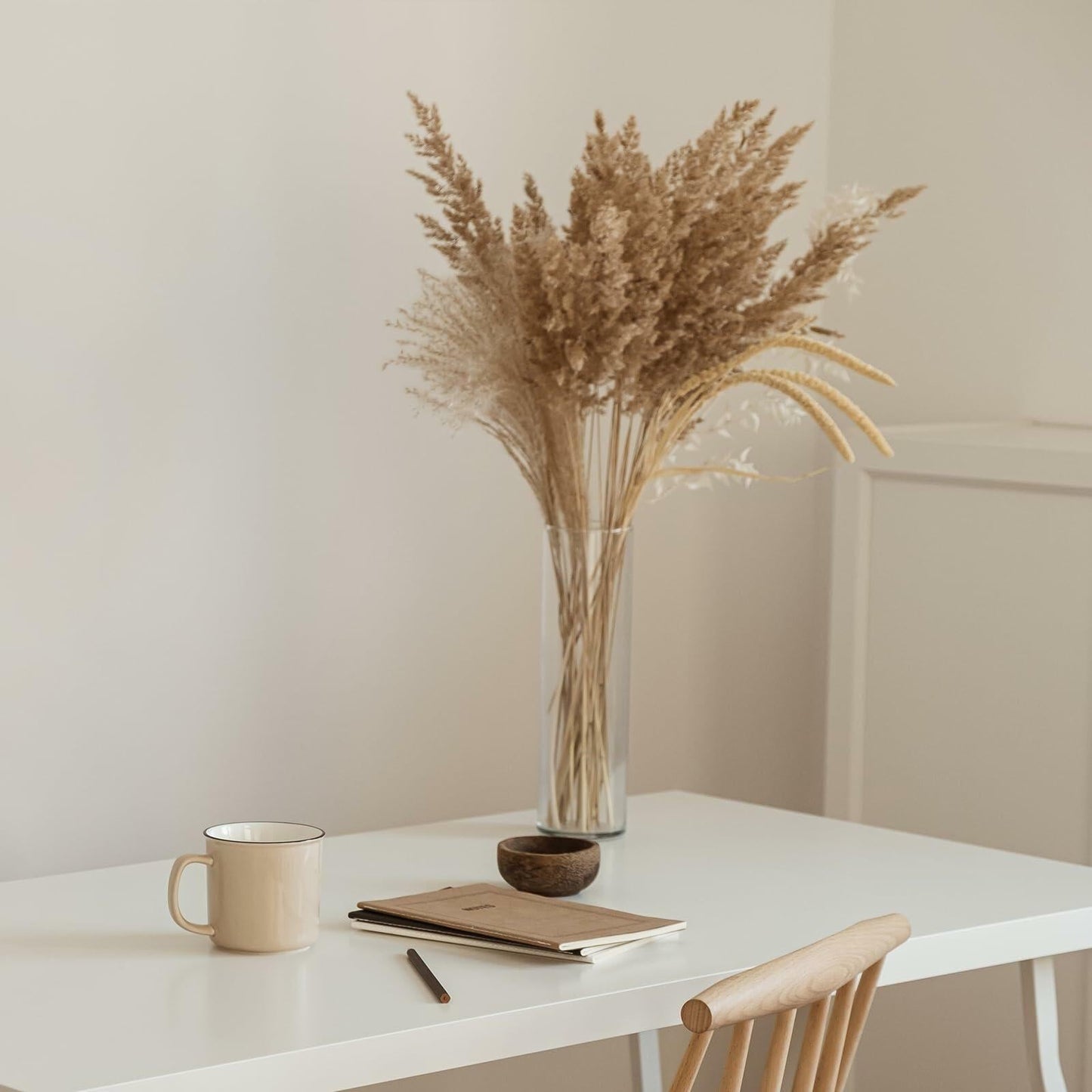 uxcell Faux Pampas Grass 17in 6 Stem 4pcs Red Brown Decor Wedding Home