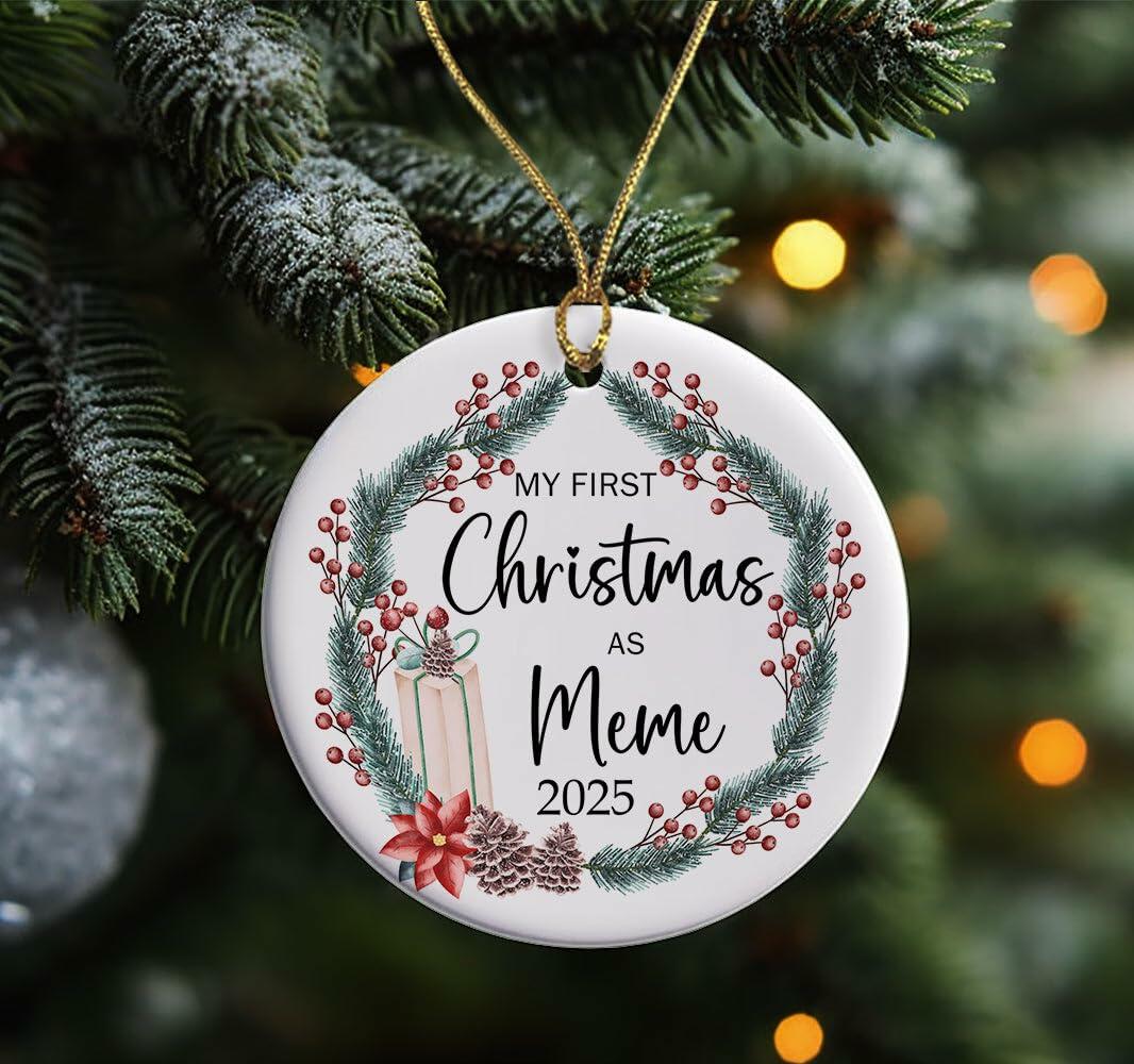 AnhTram97 My First Christmas As Meme 2025 Ornament White Ceramic Both Sides