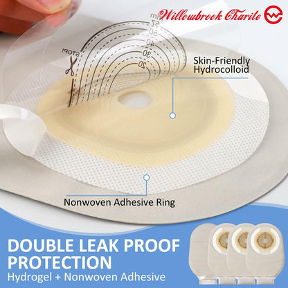 Willowbrook Charite 30 PCS Drainable Ostomy Pouches 12" Grey Cut-to-Fit